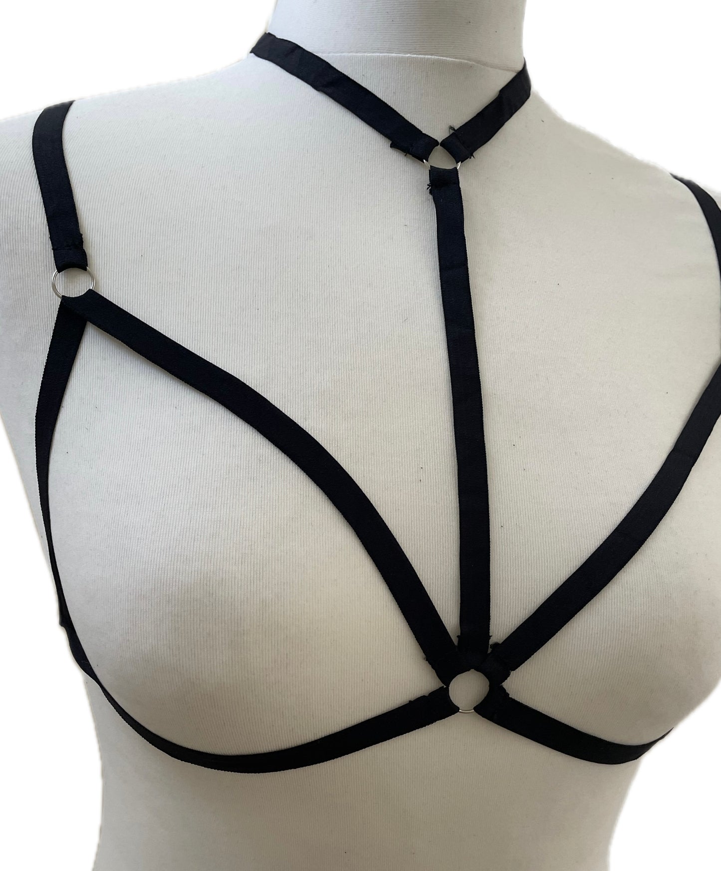 Black Stretchy Ribbon Chest Body Harness 8-12