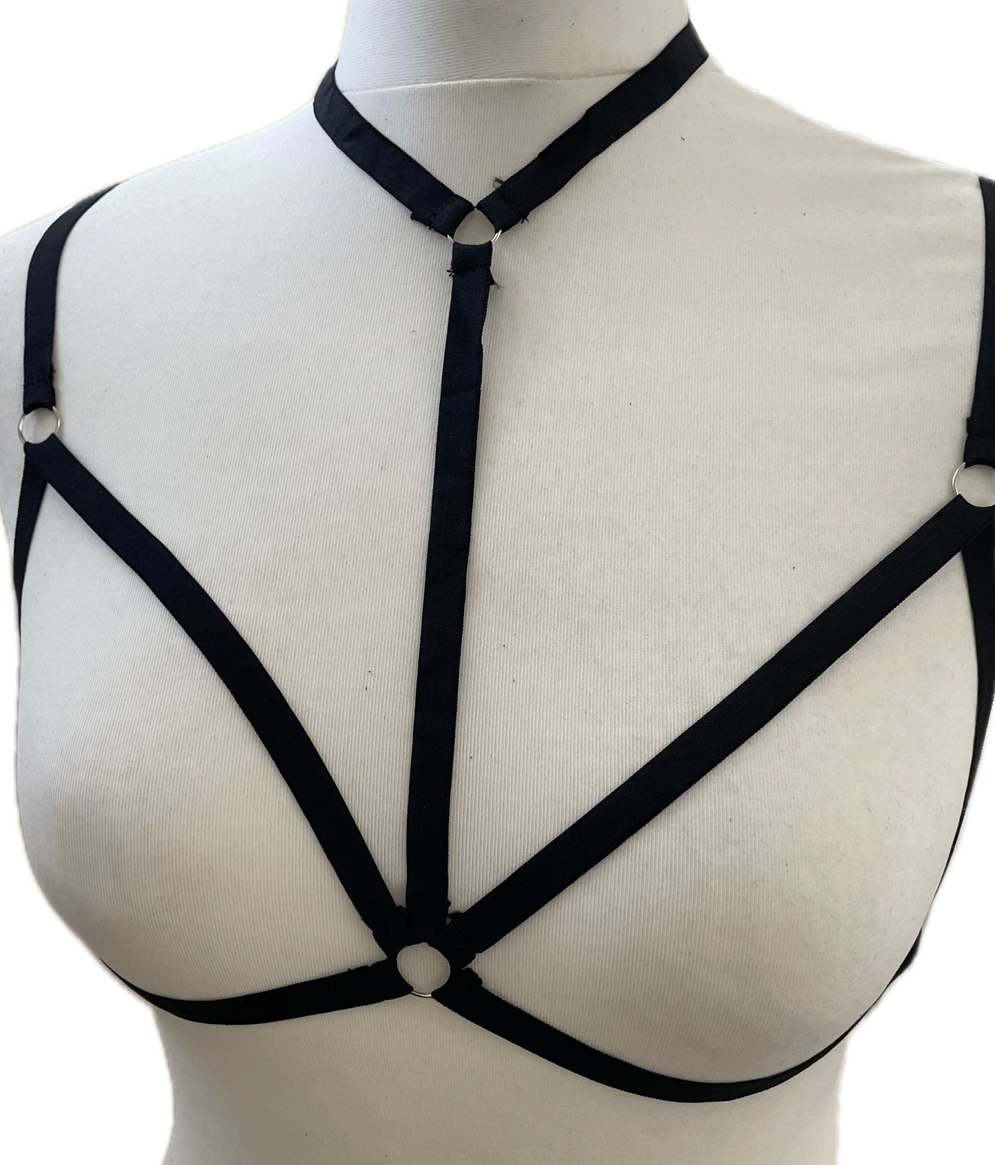 Black Stretchy Ribbon Chest Body Harness 8-12