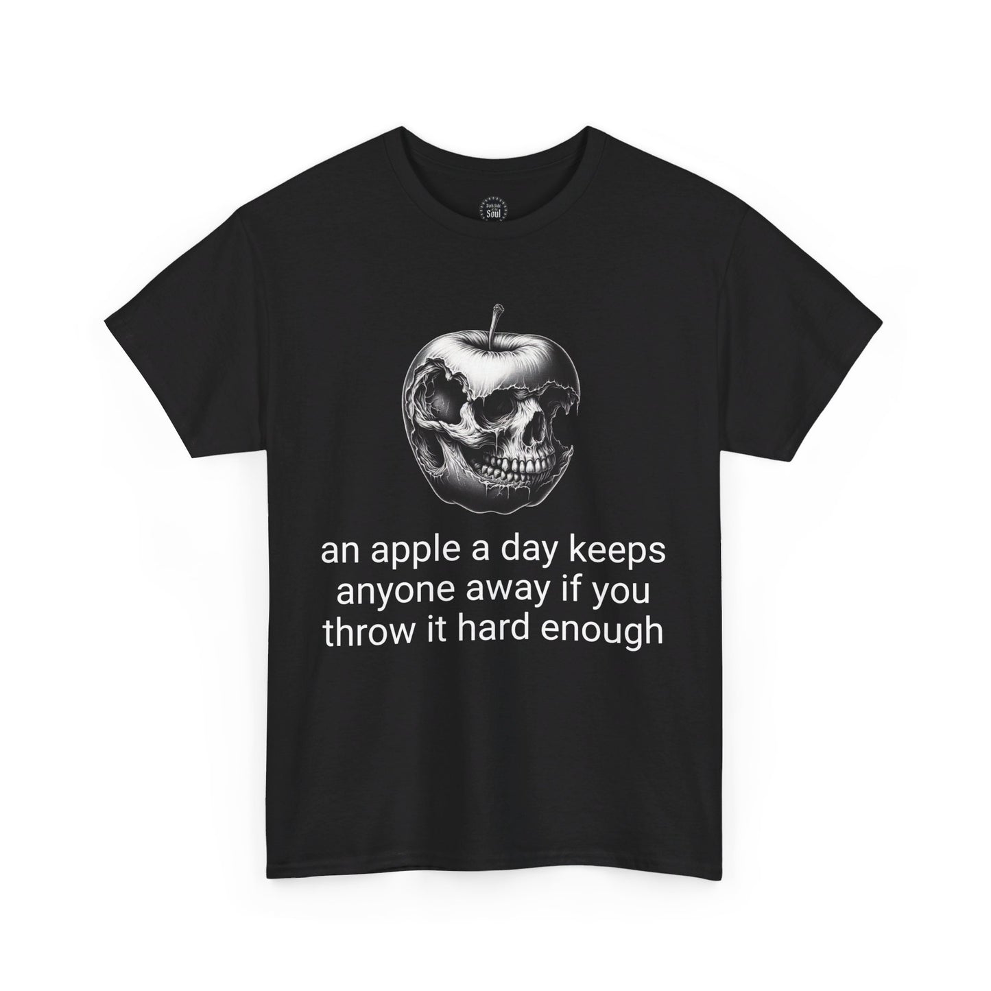 Apple A Day Crew Neck Black Cotton Tee Tshirt