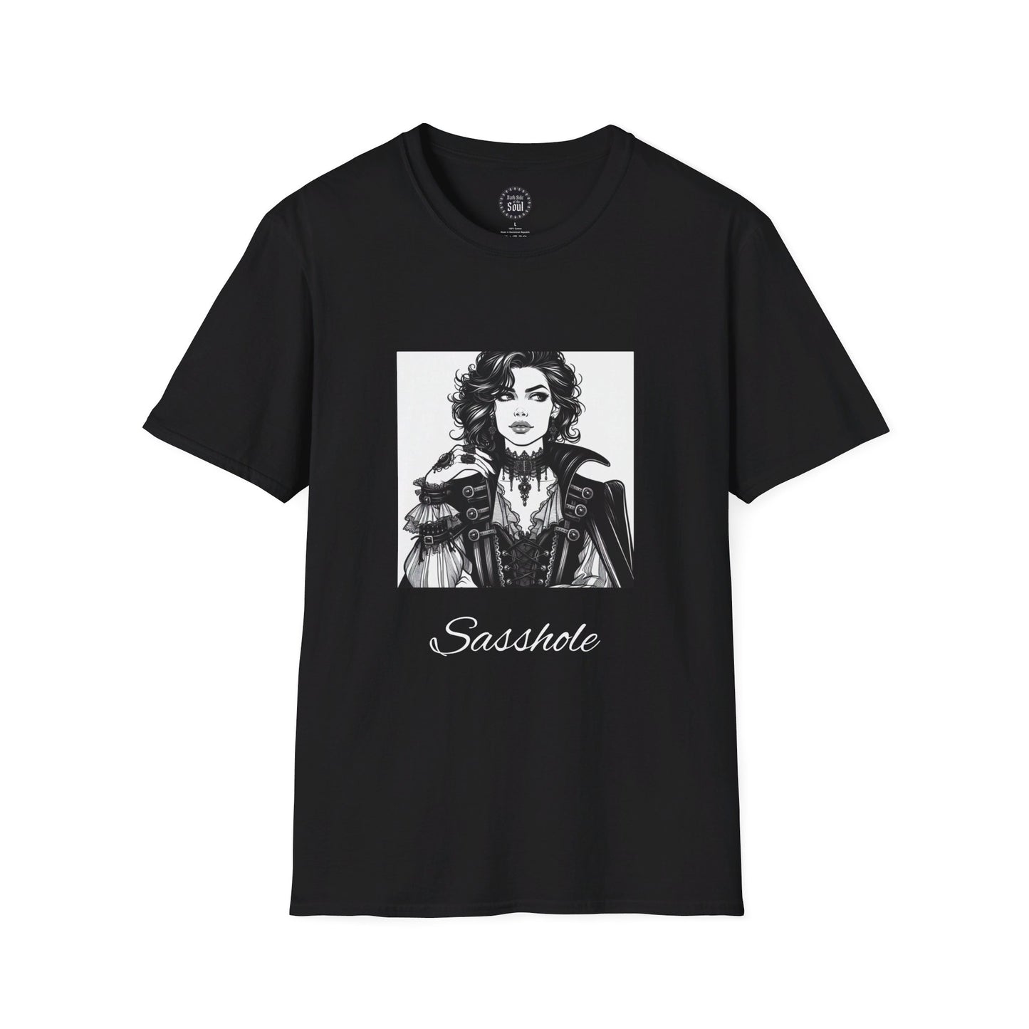 Sasshole Crew Neck Gothic Printed T-Shirt