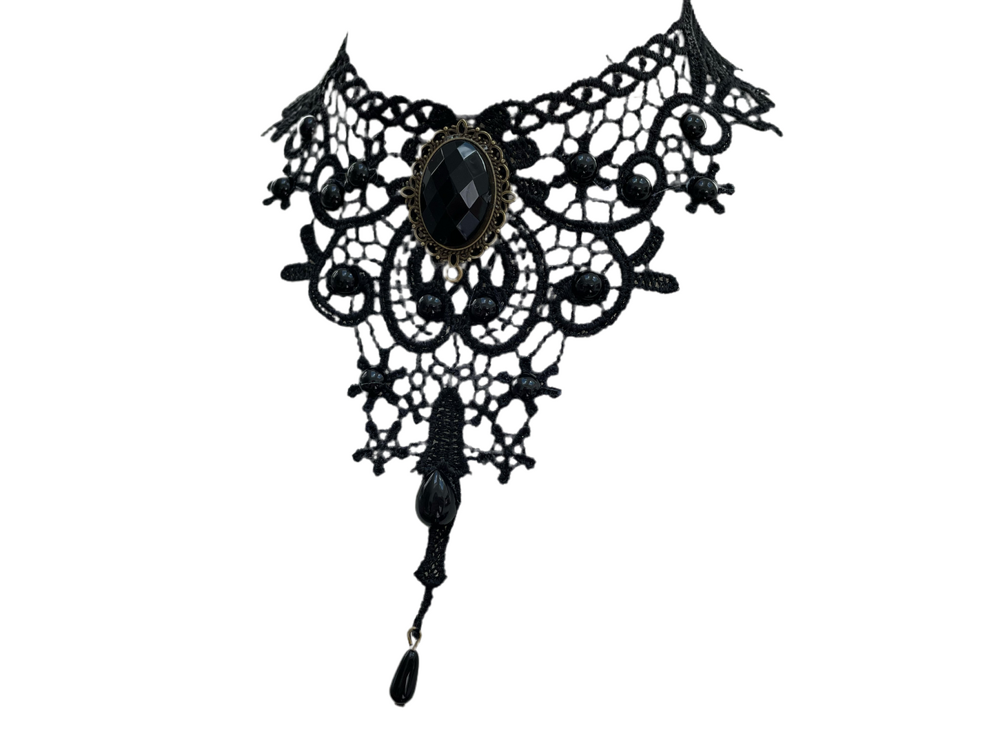 Elaborate Gothic Lace Pendant Choker Necklace #10