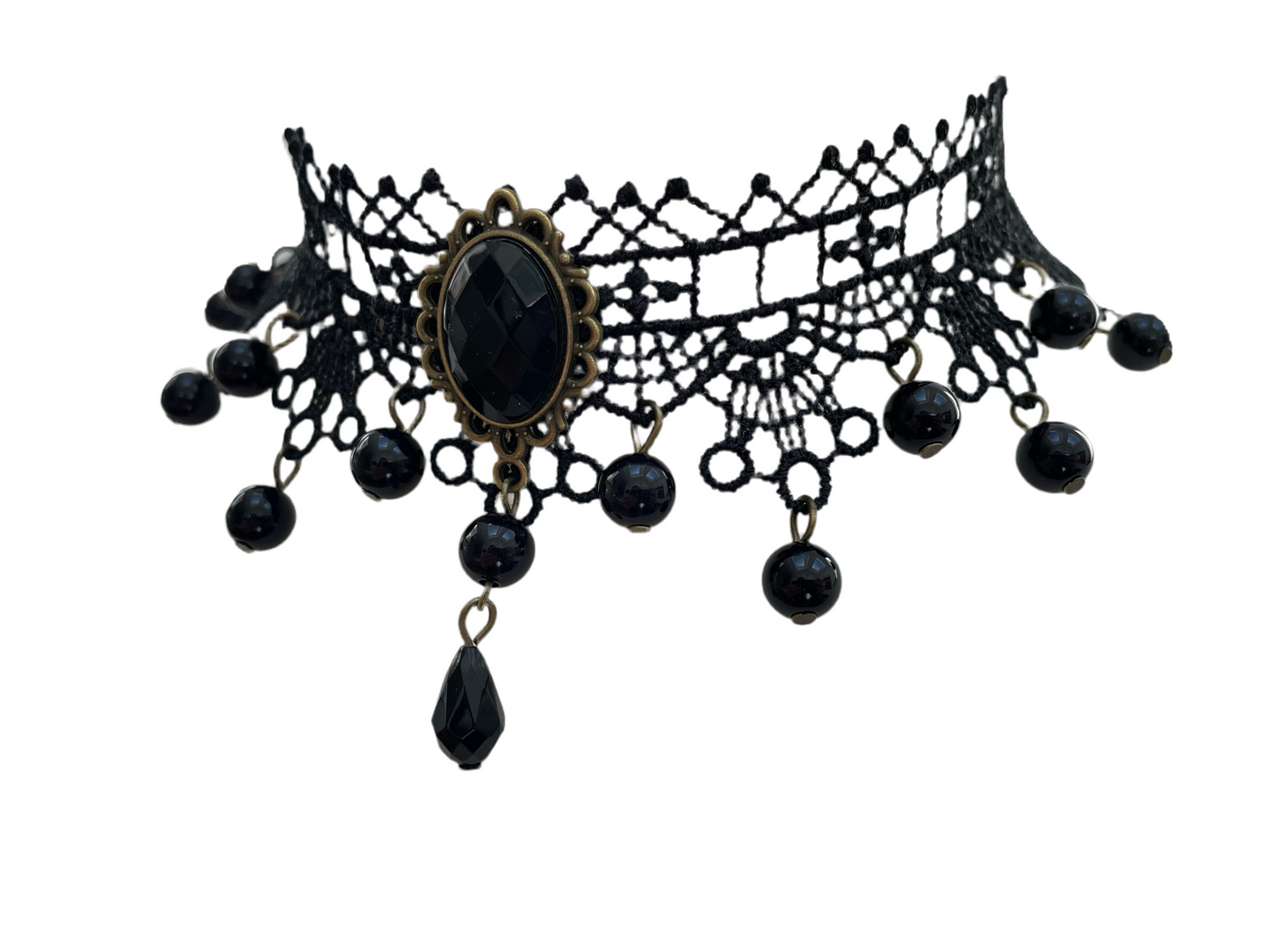 Black Gothic Lace Pendant Choker Necklace #3