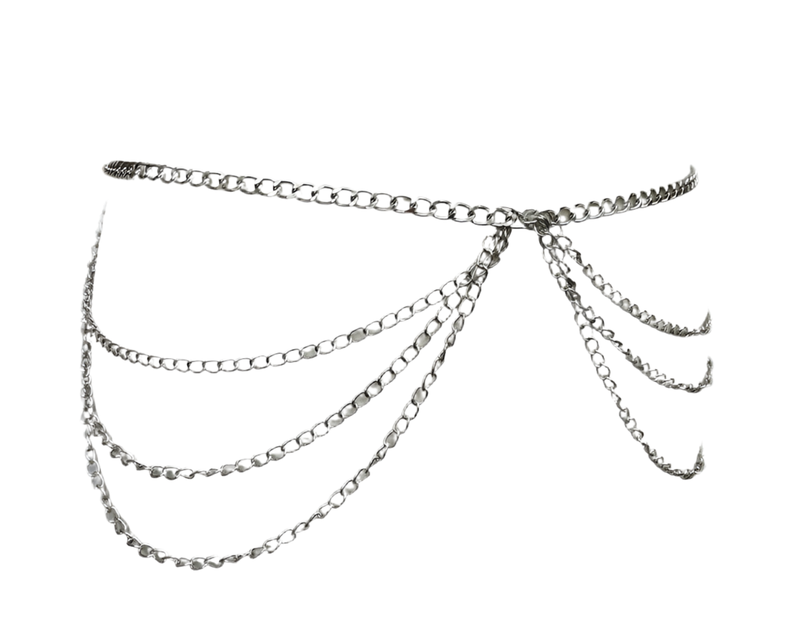 Silver Swagged Chain Waist Hip Belt