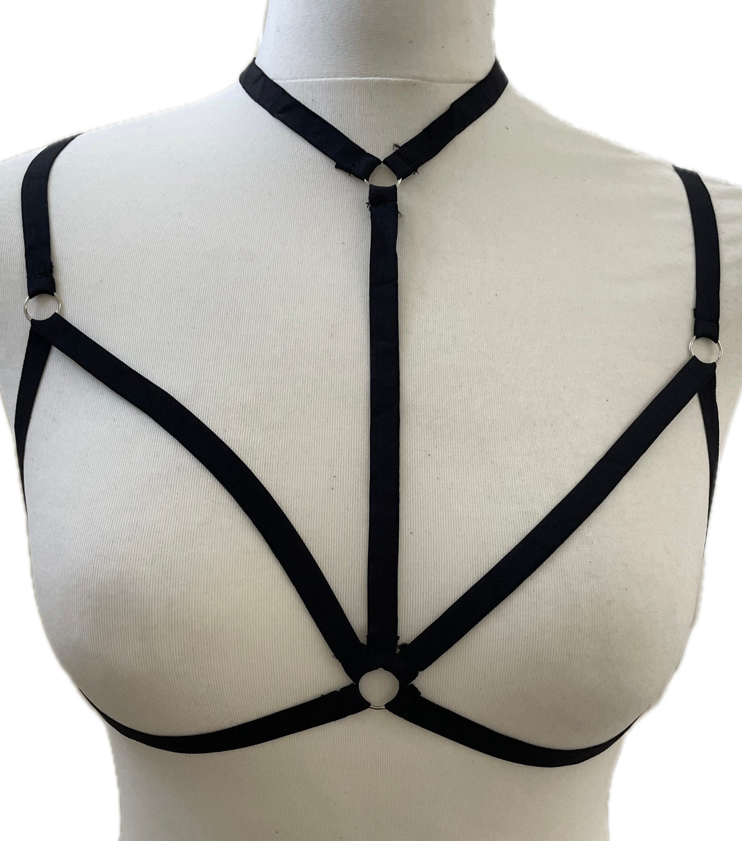 Black Stretchy Ribbon Chest Body Harness 8-12