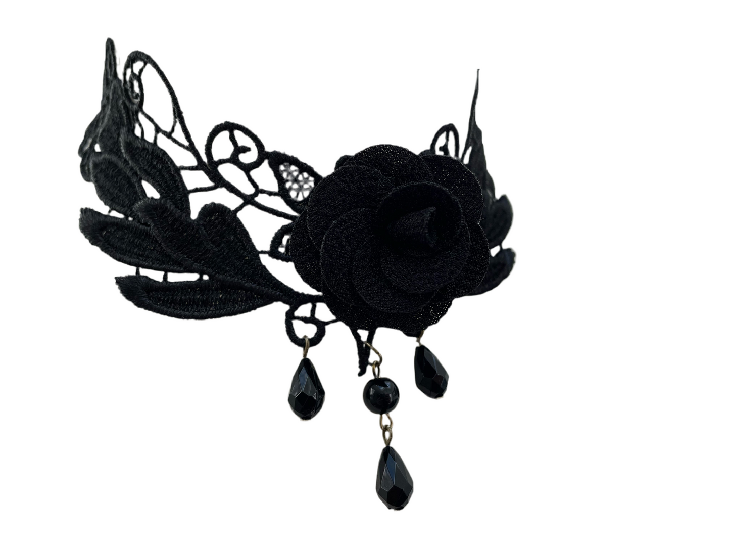 Black Gothic Lace Rose Choker Necklace #1