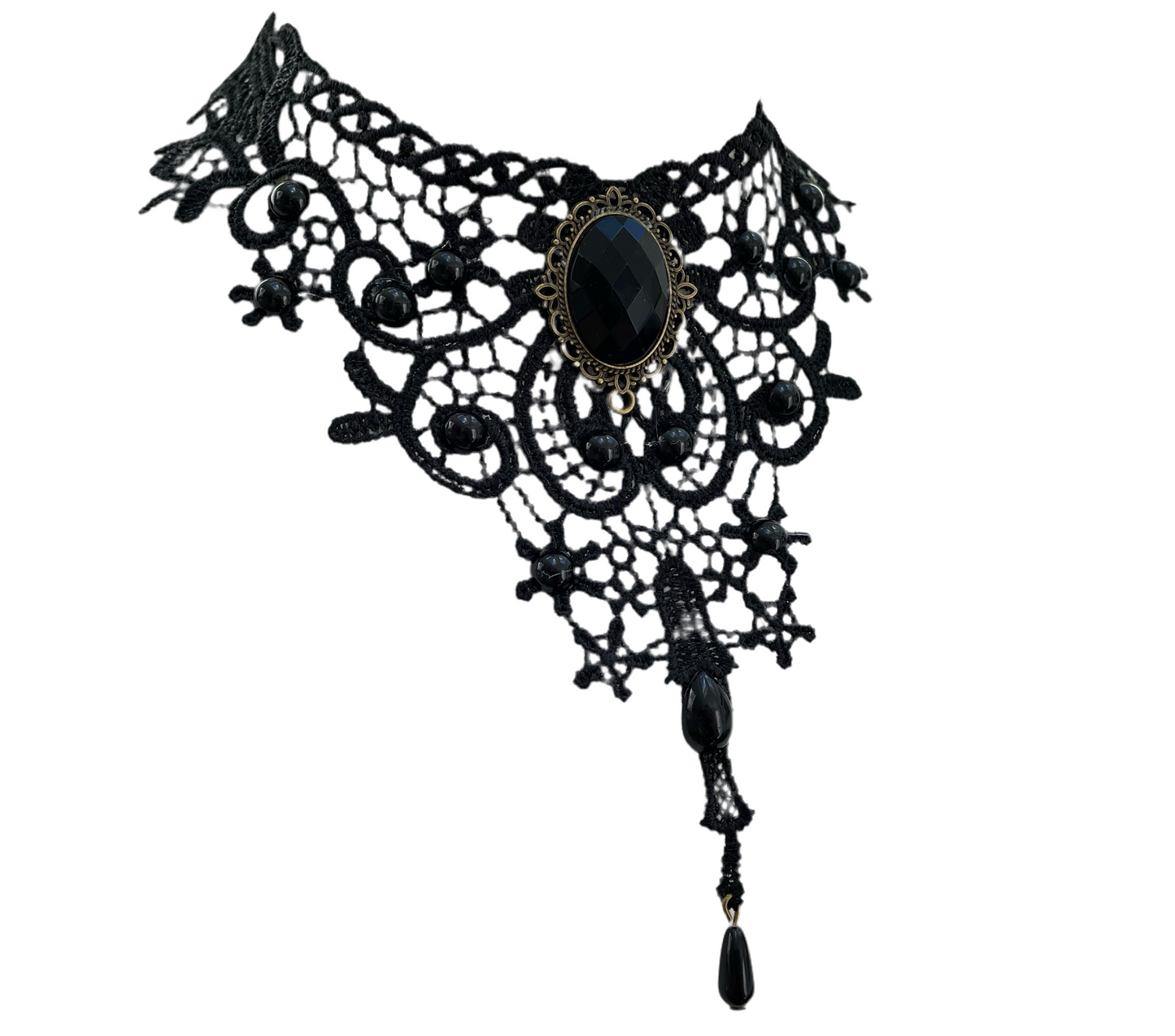 Elaborate Gothic Lace Pendant Choker Necklace #10