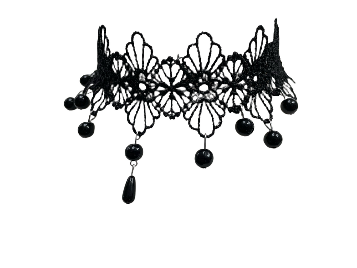 Black Lace Floral Droplet Gothic Lace Choker Necklace #13