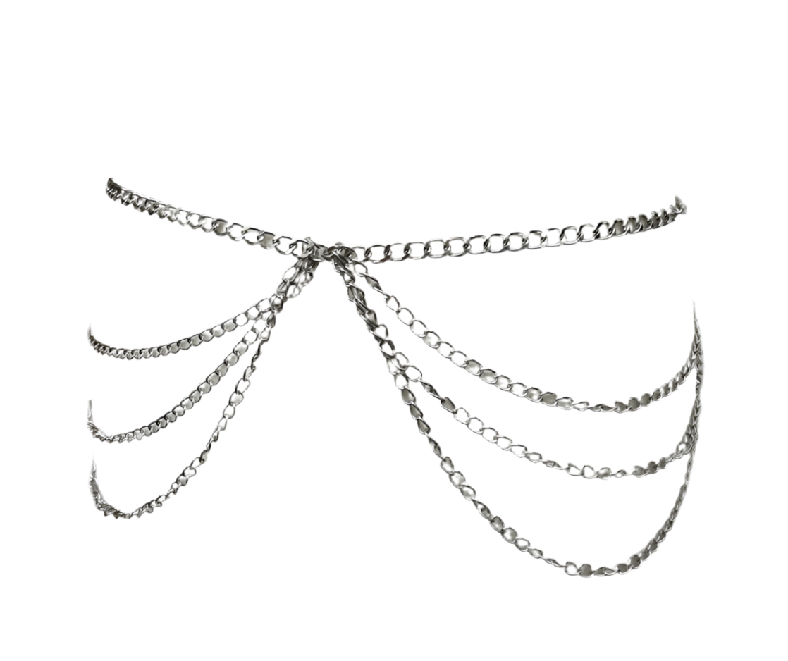 Silver Swagged Chain Waist Hip Belt