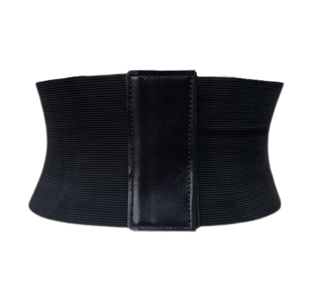 Black PU Leather Corset Front Cinch Belt