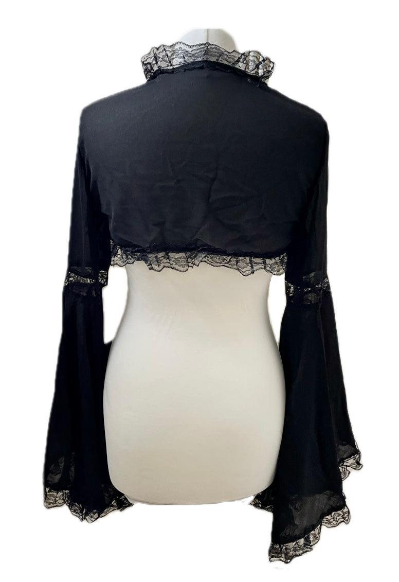 Sheer Black Lace Trim Bolero Shrug Cover Up