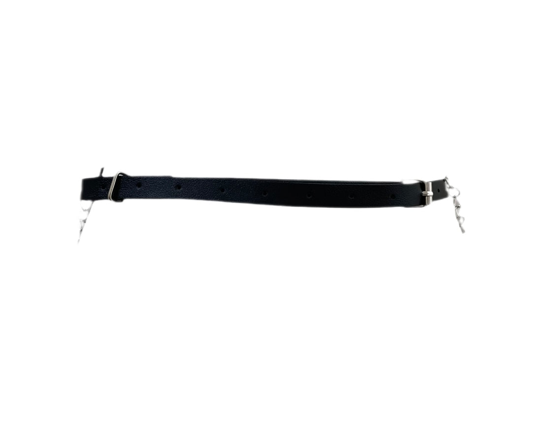 Black PU Leather Chain and Ring Waist Hip Belt