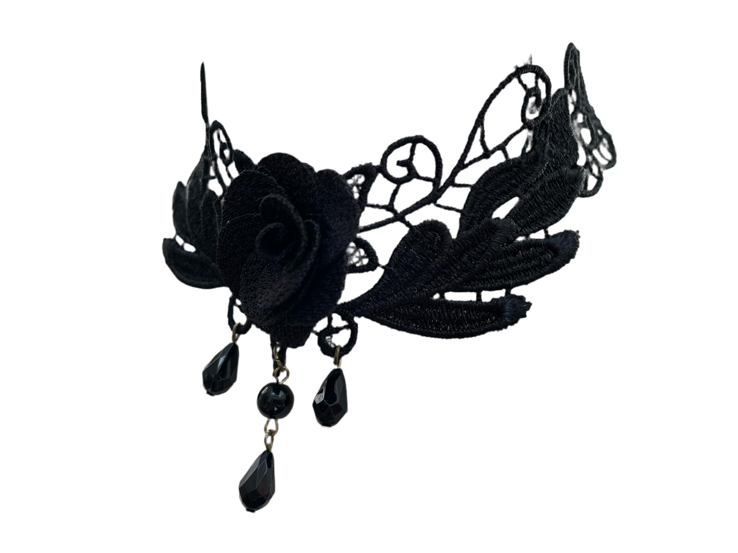 Black Gothic Lace Rose Choker Necklace #1