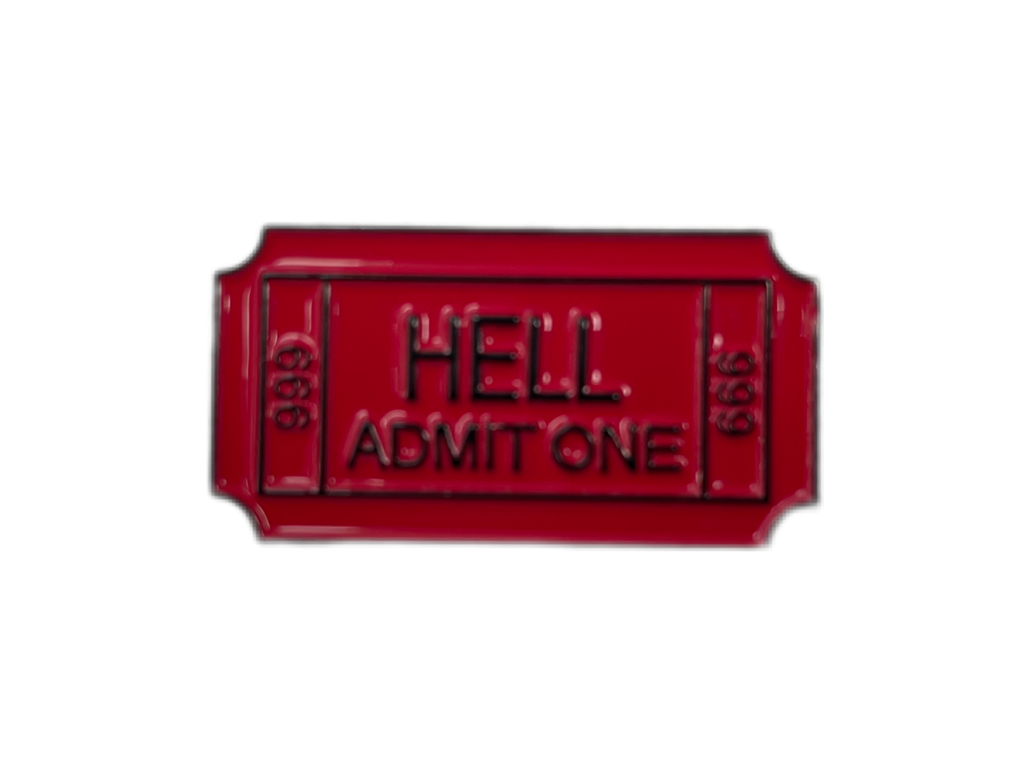 Ticket To Hell 666 Red and Black Pin Badge