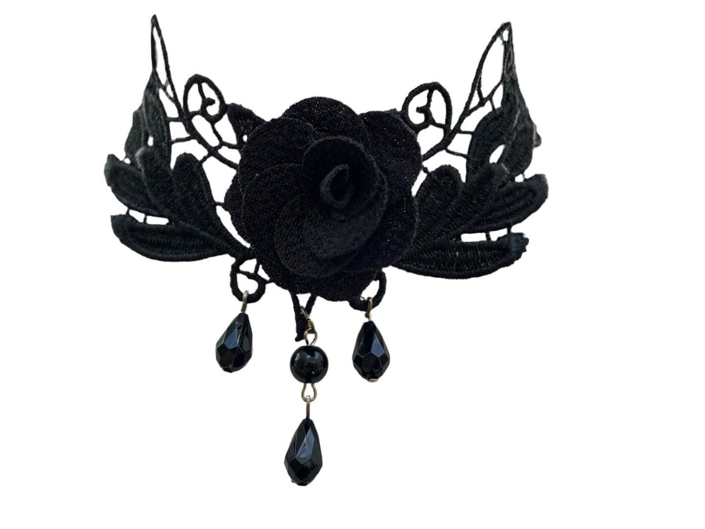 Black Gothic Lace Rose Choker Necklace #1