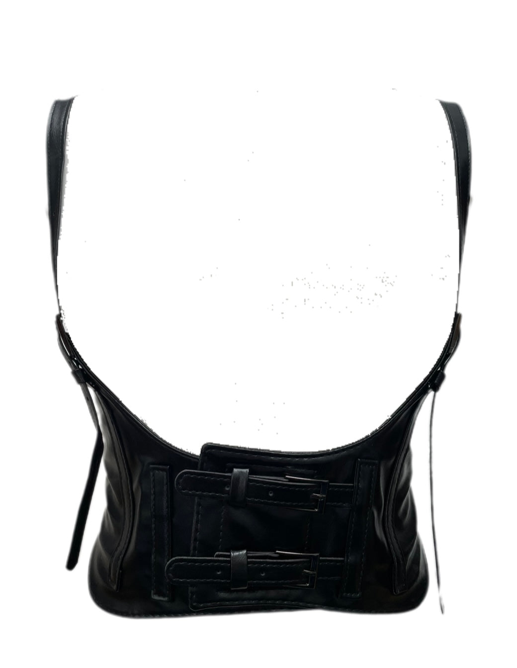 Black PU Leather Underbust Cropped Vest Corset Belt